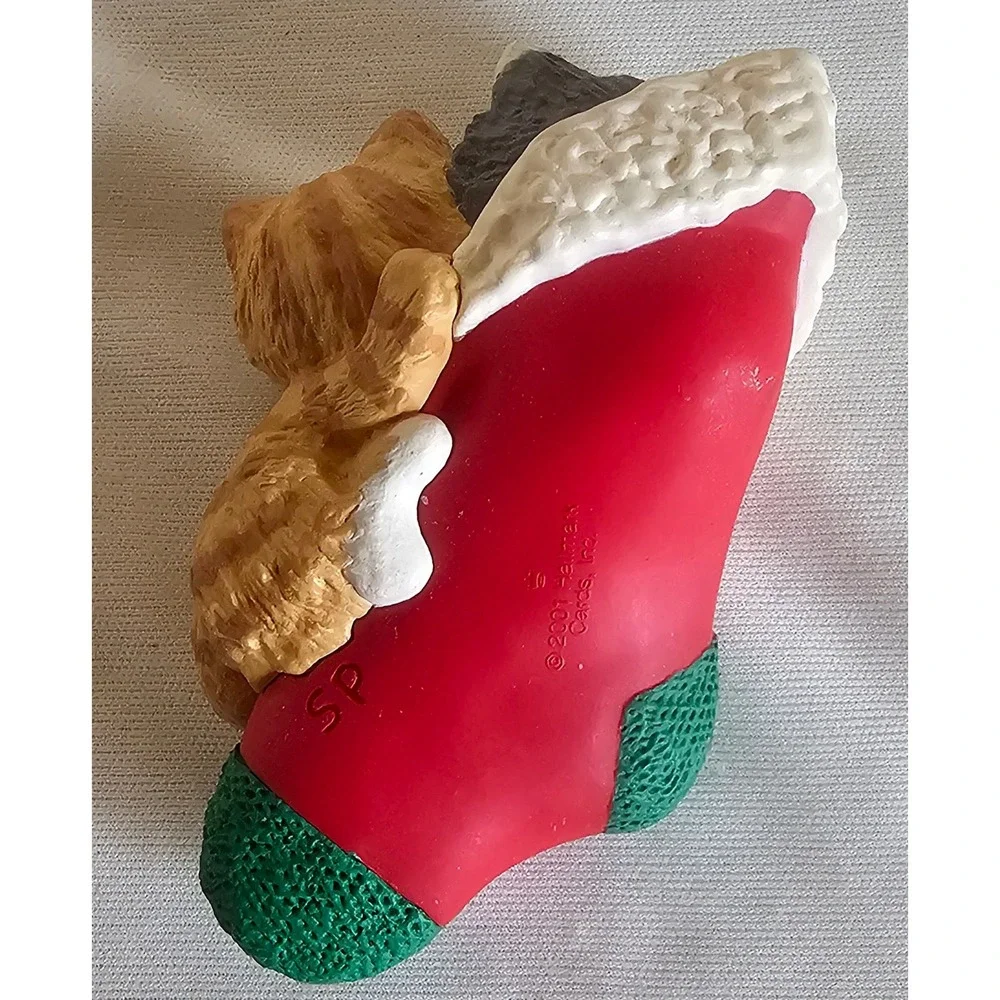 VTG Hallmark Ornament Red Mom & Dad 2004 Kittens in Stocking Christmas Cat Decor